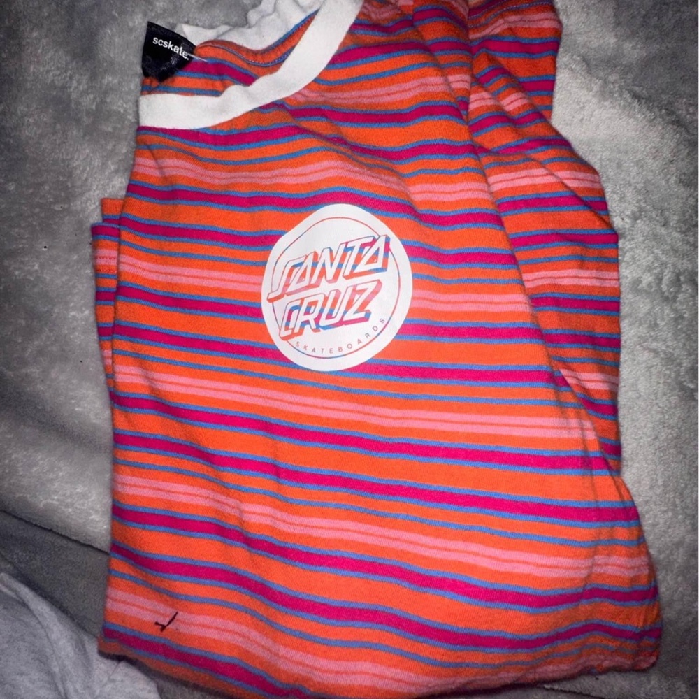 Santa Cruz Skateboards Kids Striped Shirt - Red and Blue